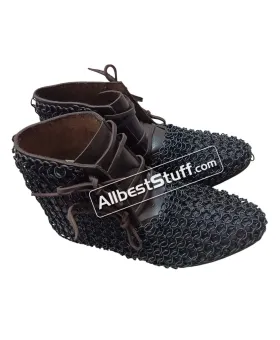 Medieval Ankle Rubber Sole Shoes with Chain mail